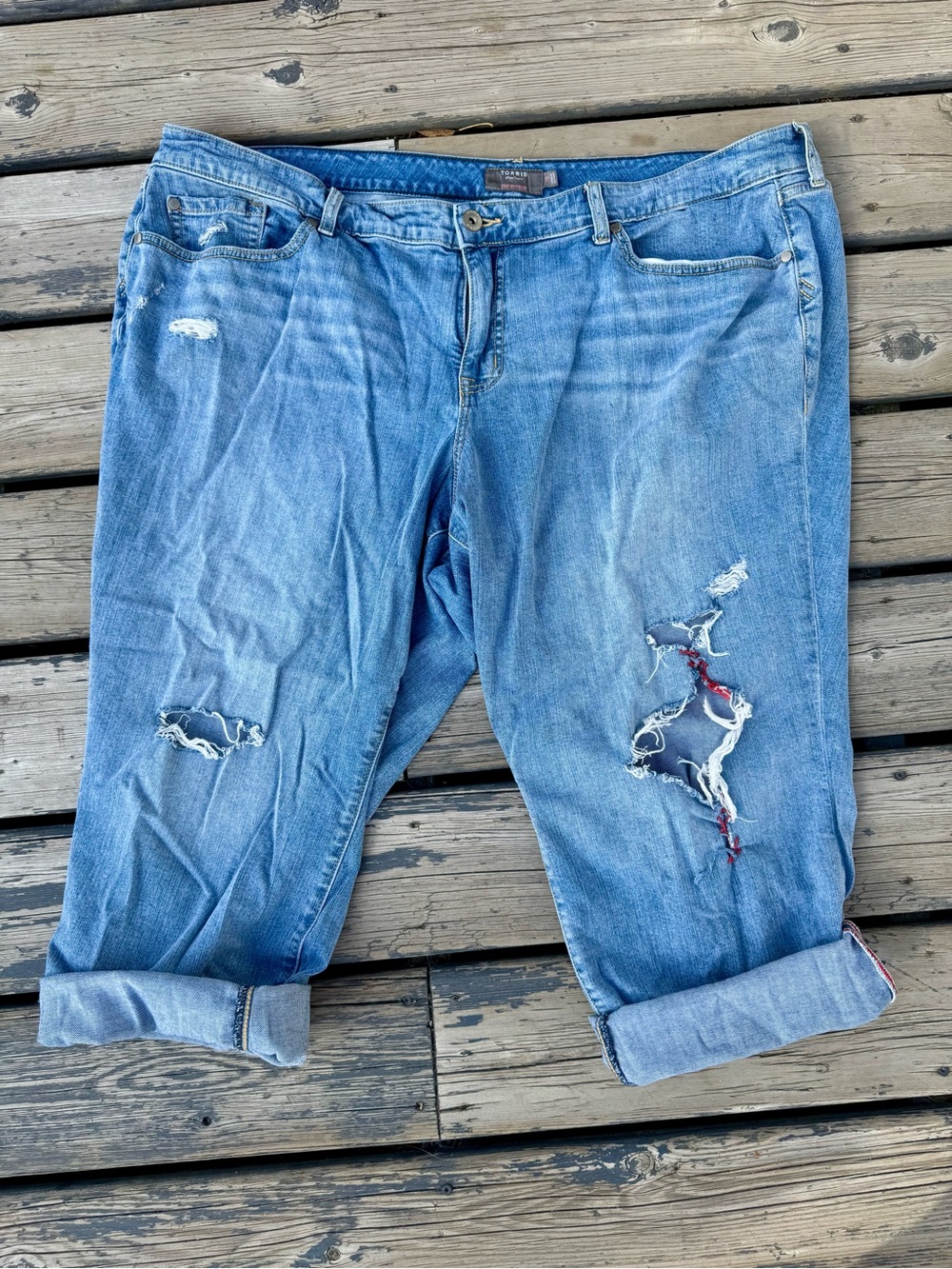 torrid Light Blue Distressed crop boyfriend Jeans